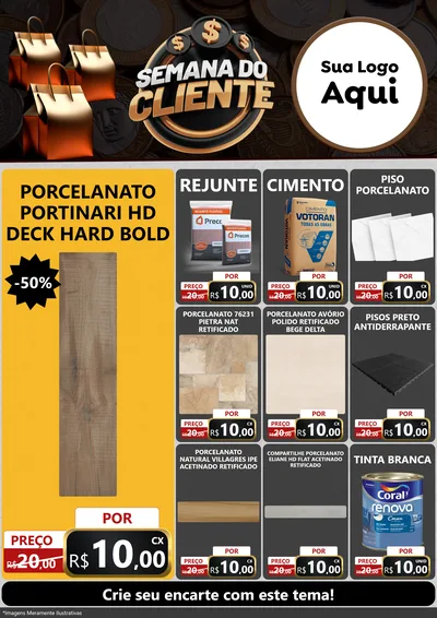 Modelo de Encarte para Encarte A4 Vertical com o tema Semana do Cliente para Pisos e revestimentos
