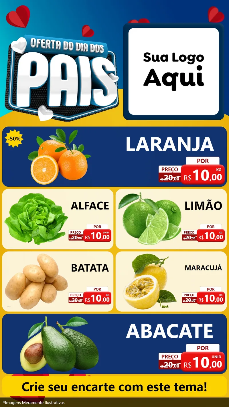 Modelo de TV para TV Vertical com o tema Oferta Do Dia Dos Pais para Hortifrúti