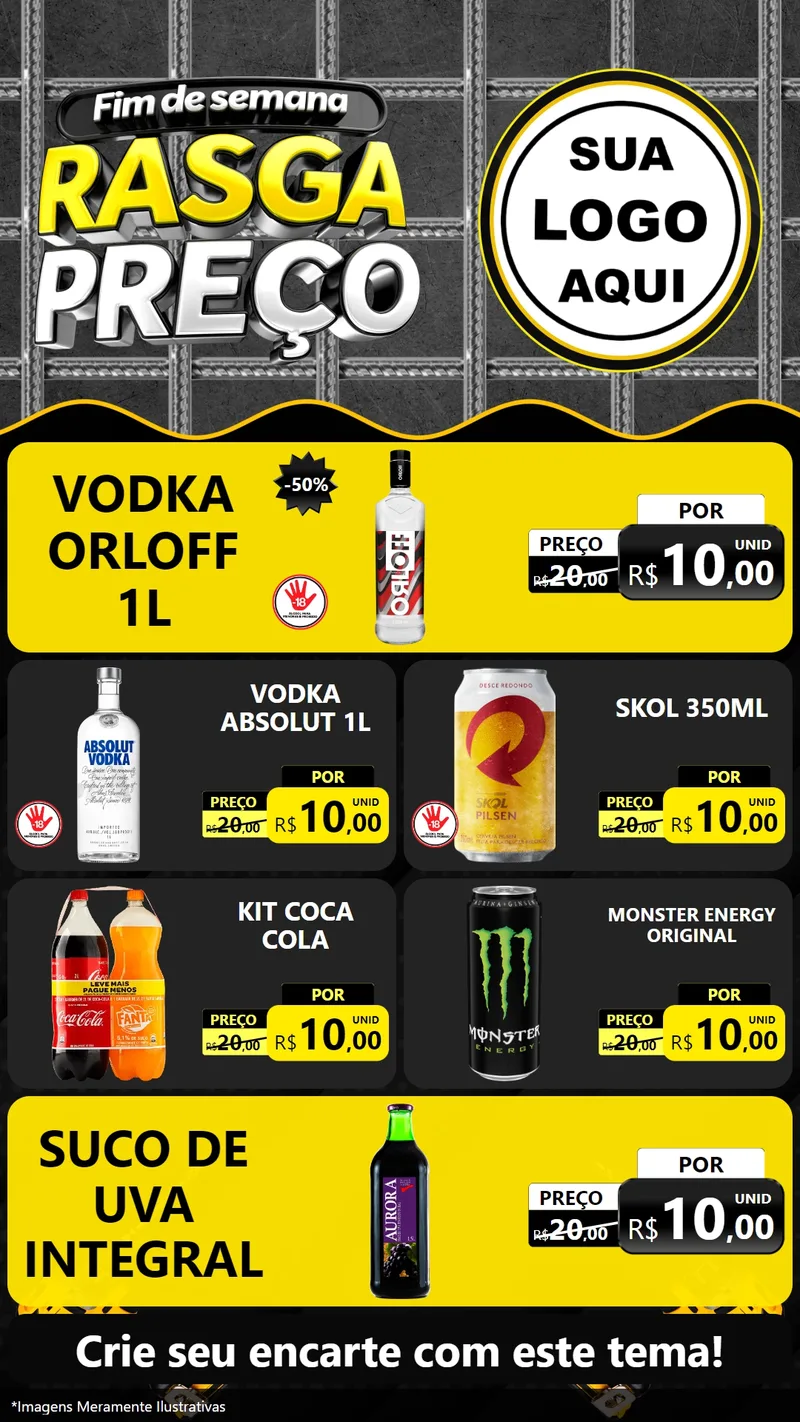 Modelo de TV para TV Vertical com o tema Fim de Semana Rasga Preço para Distribuidora de bebidas