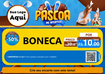 Modelo de Cartaz para Cartaz A4 Horizontal com o tema Páscoa de Ofertas para Brinquedos