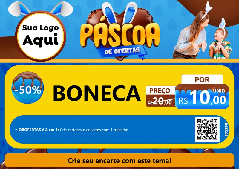 Modelo de Cartaz para Cartaz A4 Horizontal com o tema Páscoa de Ofertas para Brinquedos