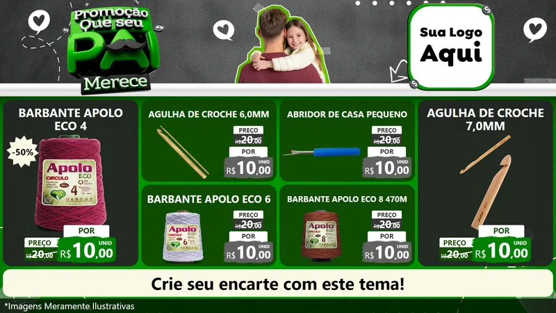 Modelo de TV para TV Horizontal com o tema Promoção Que seu Pai Merece para Armarinho e Aviamentos