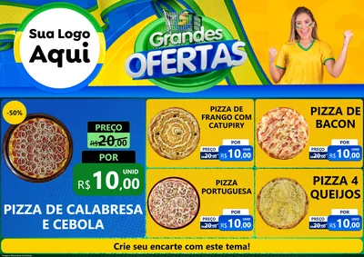 Modelo de Encarte para Encarte A4 Horizontal com o tema Grandes Ofertas para Pizzaria