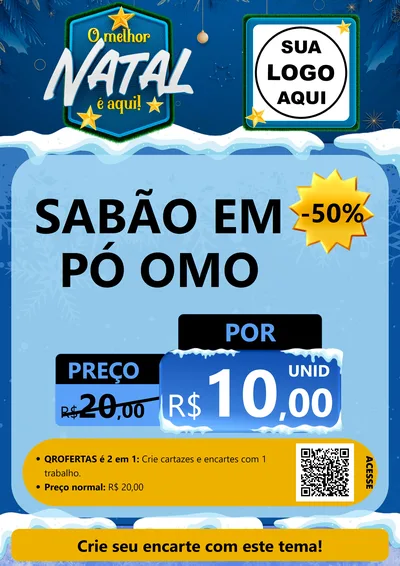 Modelo de Cartaz para Cartaz A4 Vertical com o tema O Melhor Natal É Aqui! para Produtos de Limpeza