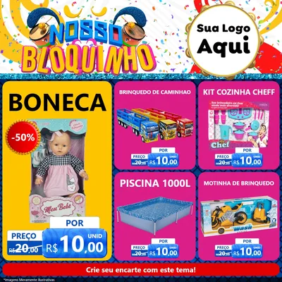Modelo de Rede Social para Feed Facebook com o tema Nosso Bloquinho para Brinquedos