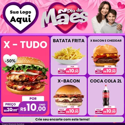 Modelo de Rede Social para Feed Facebook com o tema Dia das Mães para Hamburgueria
