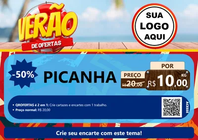 Modelo de Cartaz para Cartaz A4 Horizontal com o tema Verão de Ofertas para Açougue