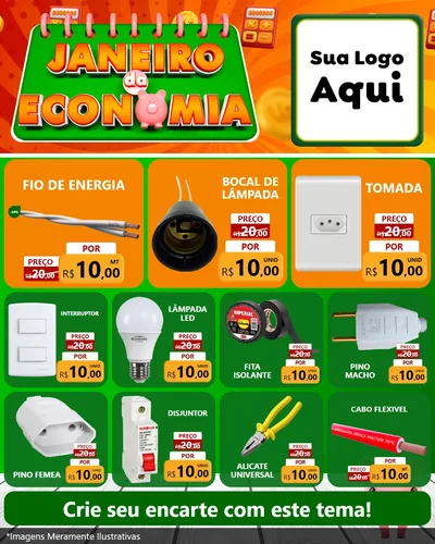 Modelo de Rede Social para Feed Instagram com o tema Janeiro da Economia para Materiais Elétricos