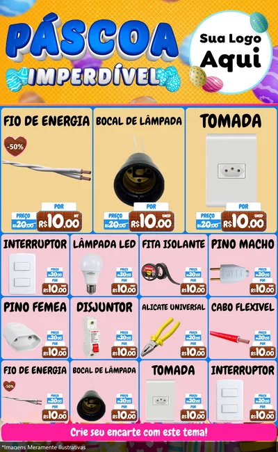 Modelo de Encarte para Encarte Grande com o tema Páscoa Imperdível para Materiais Elétricos