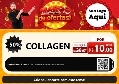 Modelo de Cartaz para Cartaz A4 Horizontal com o tema Março de Ofertas! para Suplementos alimentares