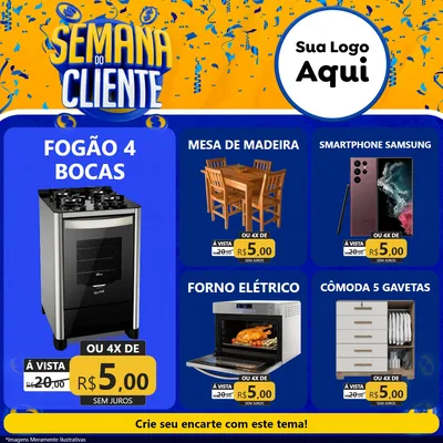 Modelo de Rede Social para Feed Facebook com o tema Semana do Cliente para Móveis e Eletro