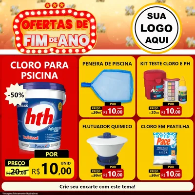 Modelo de Rede Social para Feed Facebook com o tema Ofertas de Fim de Ano para Produtos para Piscina