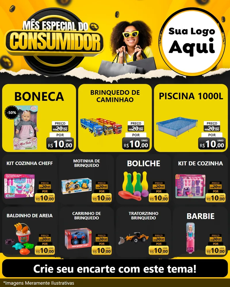 Modelo de Rede Social para Feed Instagram com o tema Mês Especial do Consumidor para Brinquedos