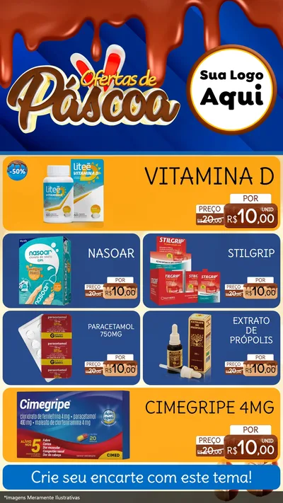 Modelo de TV para TV Vertical com o tema Ofertas de Páscoa para Farmácia