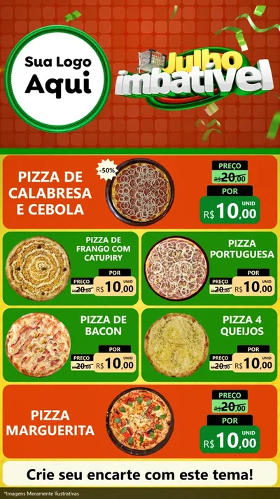 Modelo de TV para TV Vertical com o tema Julho Imbatível para Pizzaria