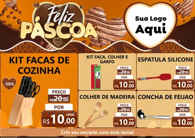 Modelo de Encarte para Encarte A4 Horizontal com o tema Feliz Páscoa para Utilidades Domésticas