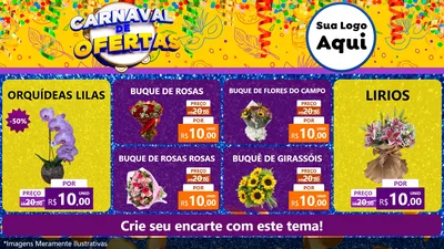 Modelo de TV para TV Horizontal com o tema Carnaval de Ofertas para Floricultura e jardim