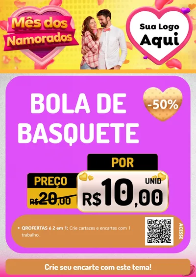 Modelo de Cartaz para Cartaz A4 Vertical com o tema Mês dos Namorados para Artigos Esportivos