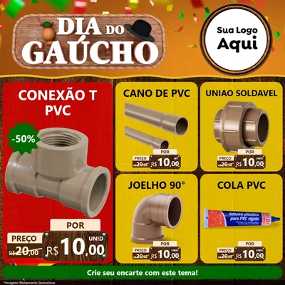 Modelo de Rede Social para Feed Facebook com o tema Dia do Gaúcho para Tubos e conexões
