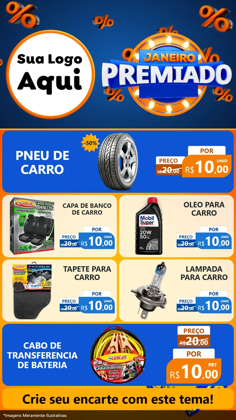Modelo de TV para TV Vertical com o tema Janeiro Premiado para Auto peças
