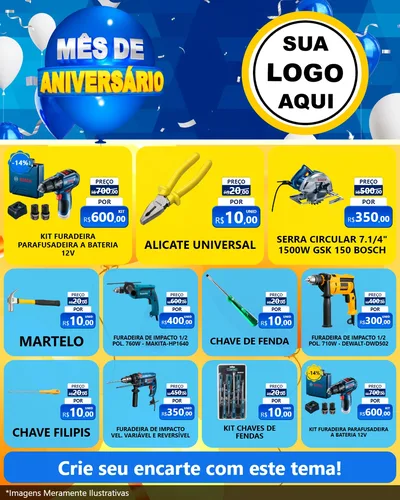 Modelo de Rede Social para Feed Instagram com o tema Mês de Aniversário para Maquinas e Ferramentas