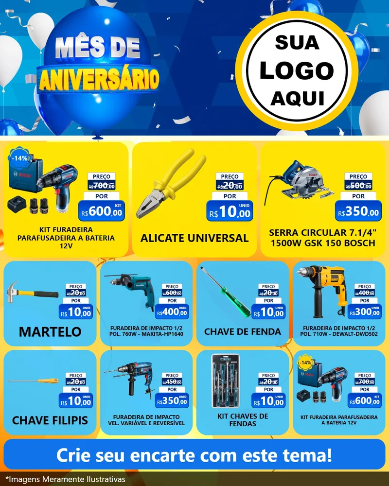 Modelo de Rede Social para Feed Instagram com o tema Mês de Aniversário para Maquinas e Ferramentas