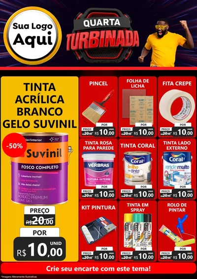 Modelo de Encarte para Encarte A4 Vertical com o tema Quarta Turbinada para Tintas e Ferramentas