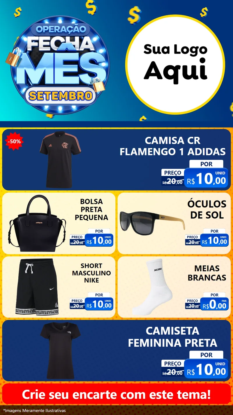 Modelo de TV para TV Vertical com o tema Operação Fecha Mês Setembro para Roupas e acessórios
