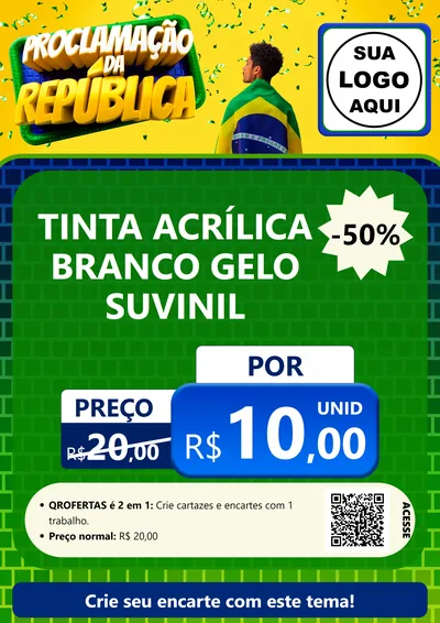 Modelo de Cartaz para Cartaz A4 Vertical com o tema Proclamação da República para Tintas e Ferramentas