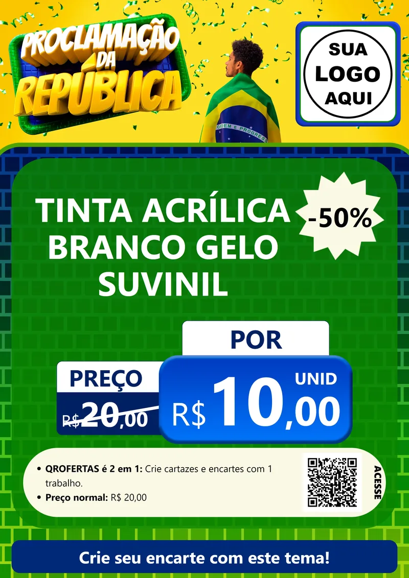 Modelo de Cartaz para Cartaz A4 Vertical com o tema Proclamação da República para Tintas e Ferramentas