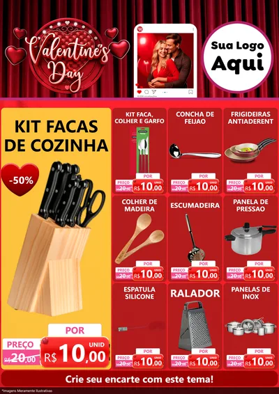 Modelo de Encarte para Encarte A4 Vertical com o tema Valentine's Day para Utilidades Domésticas