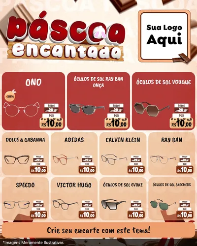 Modelo de Rede Social para Feed Instagram com o tema Páscoa Encantada para Óticas