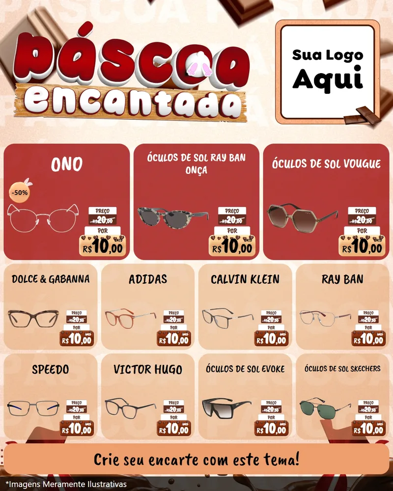 Modelo de Rede Social para Feed Instagram com o tema Páscoa Encantada para Óticas