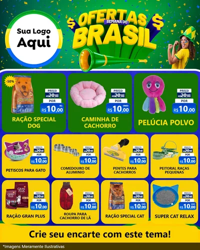 Modelo de Rede Social para Feed Instagram com o tema Ofertas Semana do Brasil para Pet Shop