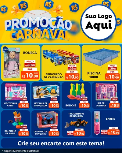 Modelo de Rede Social para Feed Instagram com o tema Promoção de Carnaval para Brinquedos