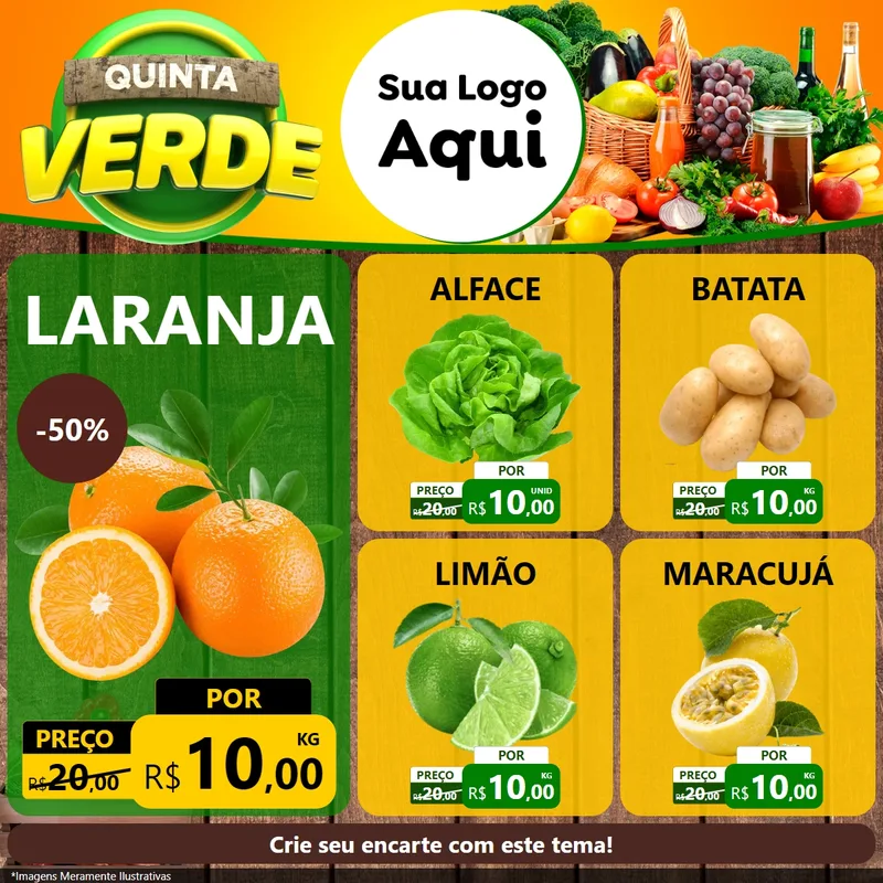 Modelo de Rede Social para Feed Facebook com o tema Quinta Verde para Hortifrúti