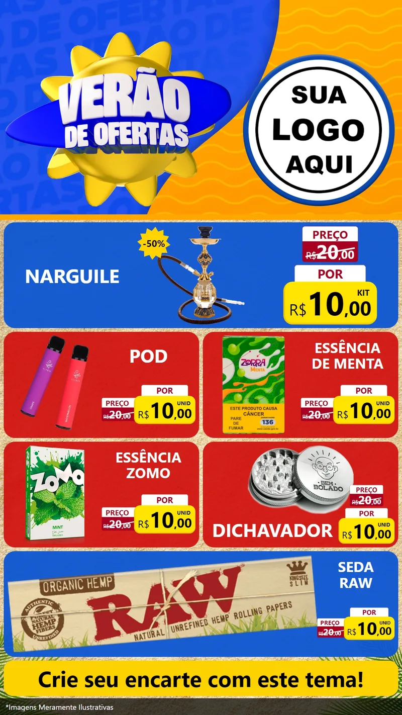 Modelo de TV para TV Vertical com o tema Verão de Ofertas para Tabacaria