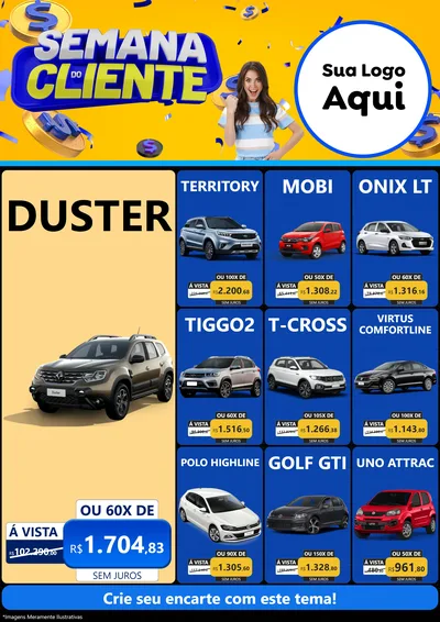 Modelo de Encarte para Encarte A4 Vertical com o tema Semana do Cliente para Concessionaria de Carros