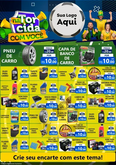 Modelo de Encarte para Encarte A4 Vertical com o tema Na Torcida Com Você - Copa para Auto peças