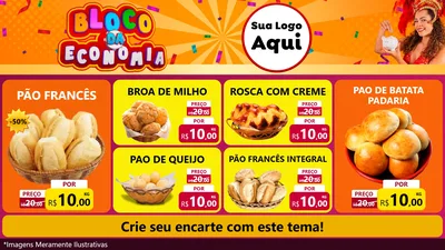 Modelo de TV para TV Horizontal com o tema Bloco da Economia para Padaria