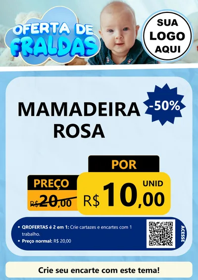 Modelo de Cartaz para Cartaz A4 Vertical com o tema Oferta de Fraldas para Bebês