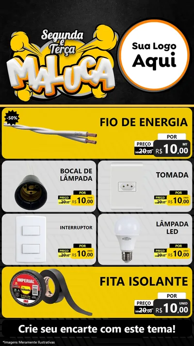 Modelo de TV para TV Vertical com o tema Segunda e Terça Maluca para Materiais Elétricos