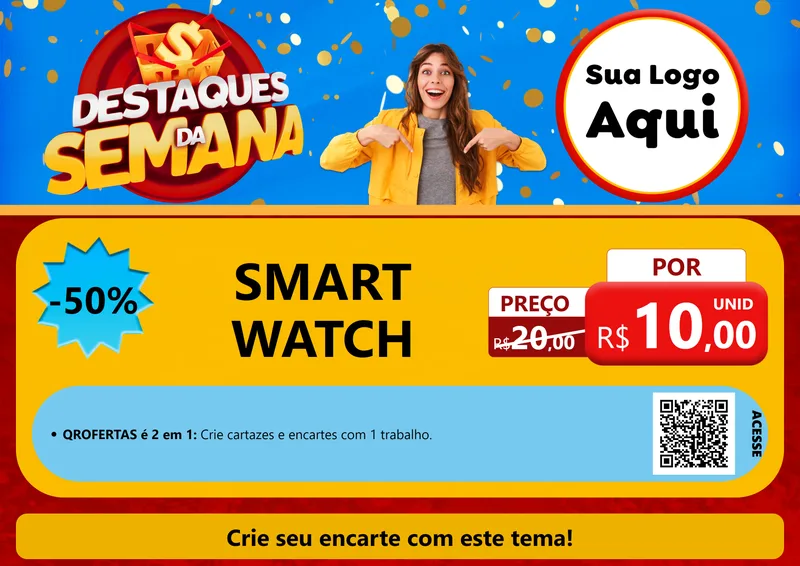 Modelo de Cartaz para Cartaz A4 Horizontal com o tema Destaques da Semana para Informática