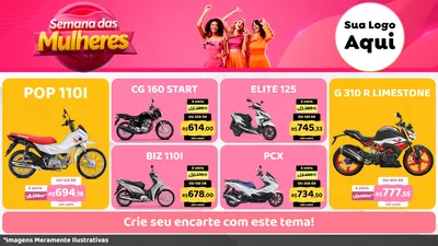 Modelo de TV para TV Horizontal com o tema Semana das Mulheres para Concessionaria de Motos