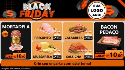 Modelo de TV para TV Horizontal com o tema Black Friday para Frios e Laticínios