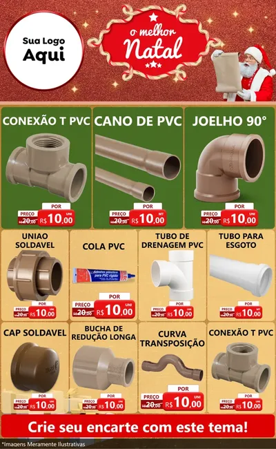 Modelo de Encarte para Encarte Grande com o tema O Melhor Natal para Tubos e conexões
