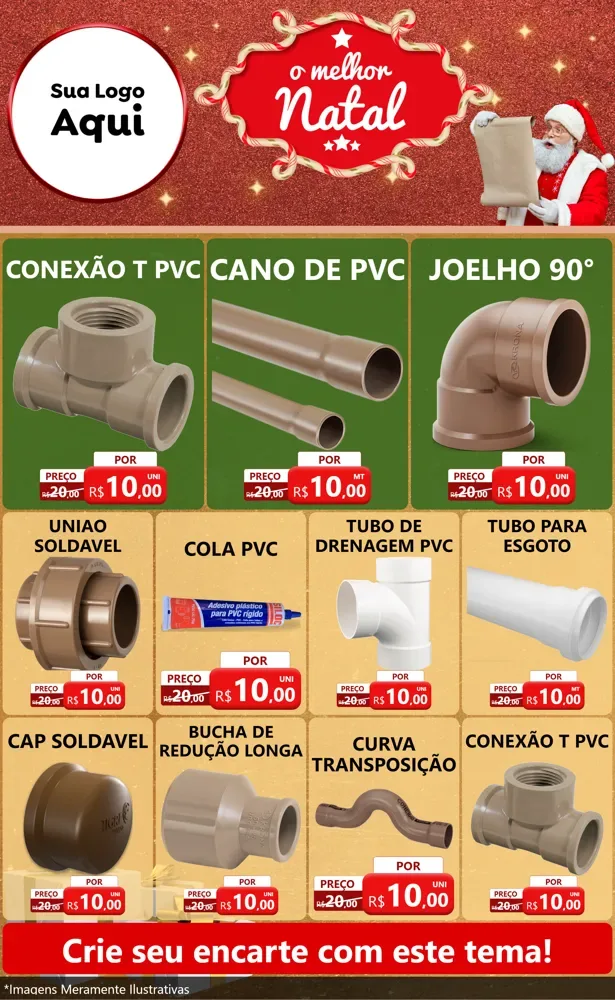 Modelo de Encarte para Encarte Grande com o tema O Melhor Natal para Tubos e conexões