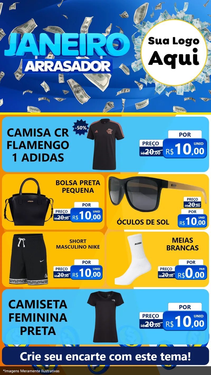 Modelo de TV para TV Vertical com o tema Janeiro Arrasador para Roupas e acessórios
