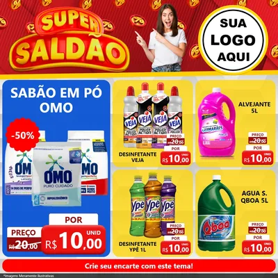 Modelo de Rede Social para Feed Facebook com o tema Super Saldão para Produtos de Limpeza