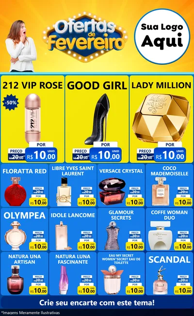 Modelo de Encarte para Encarte Grande com o tema Ofertas de Fevereiro para Perfumes